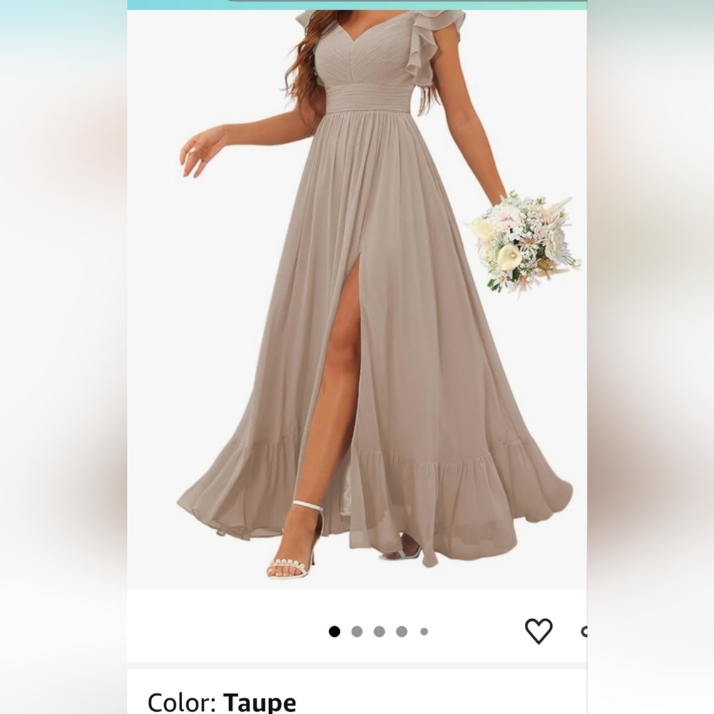 Taupe Chiffon  Brides Maid Dress